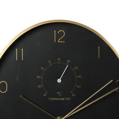 Well Home Reloj De Pared Moderno Con Termómetro E Higrómetro De Borde Dorado 34,5x27,1cm_2
