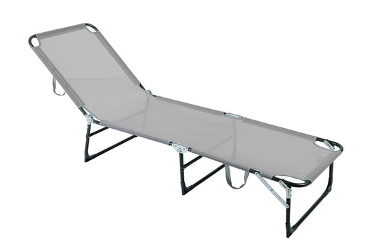 Lote De 2 Tumbonas Plegables, Tumbonas Texaline Y Acero Gris Con Asa De Transporte 185x52xh87cm- Tumbona, Tumbona Y Hamaca_0