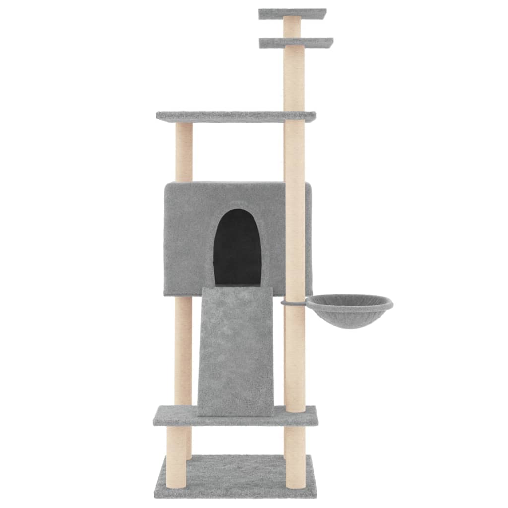 Rascador Para Gatos Con Postes De Sisal Gris Claro 153 Cm_2