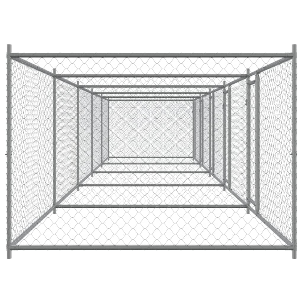 Jaula De Perros Con Puertas Acero Galvanizado Gris 10x2x1,5 M_4