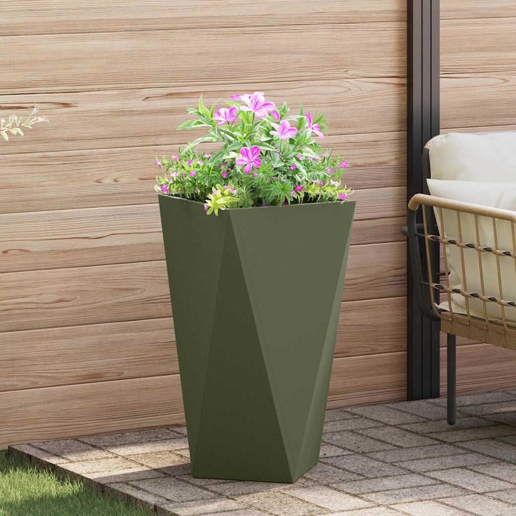 Jardinera 2 Uds. Verde Oliva 40 X 40 X 75 Cm Acero_3