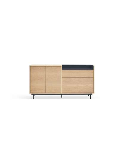 Mueble Aparador Para Comedor Modelo Valley 2 Puertas 3 Cajones Acabado Roble/azul Oscuro,_0