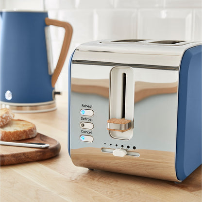 Swan Nordic Tostadora Pan Ranura Ancha 2 Rebanadas, 3 Funciones, 6 Niveles, Diseño Moderno, St14610bluneu, Azul 900w_4
