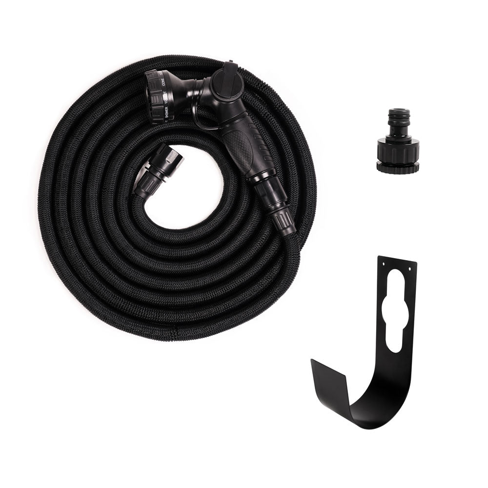 Manguera De Riego Deluxe - Set, Negro, 25 M, Tejido, Interior De Látex, Pistola De Metal_0