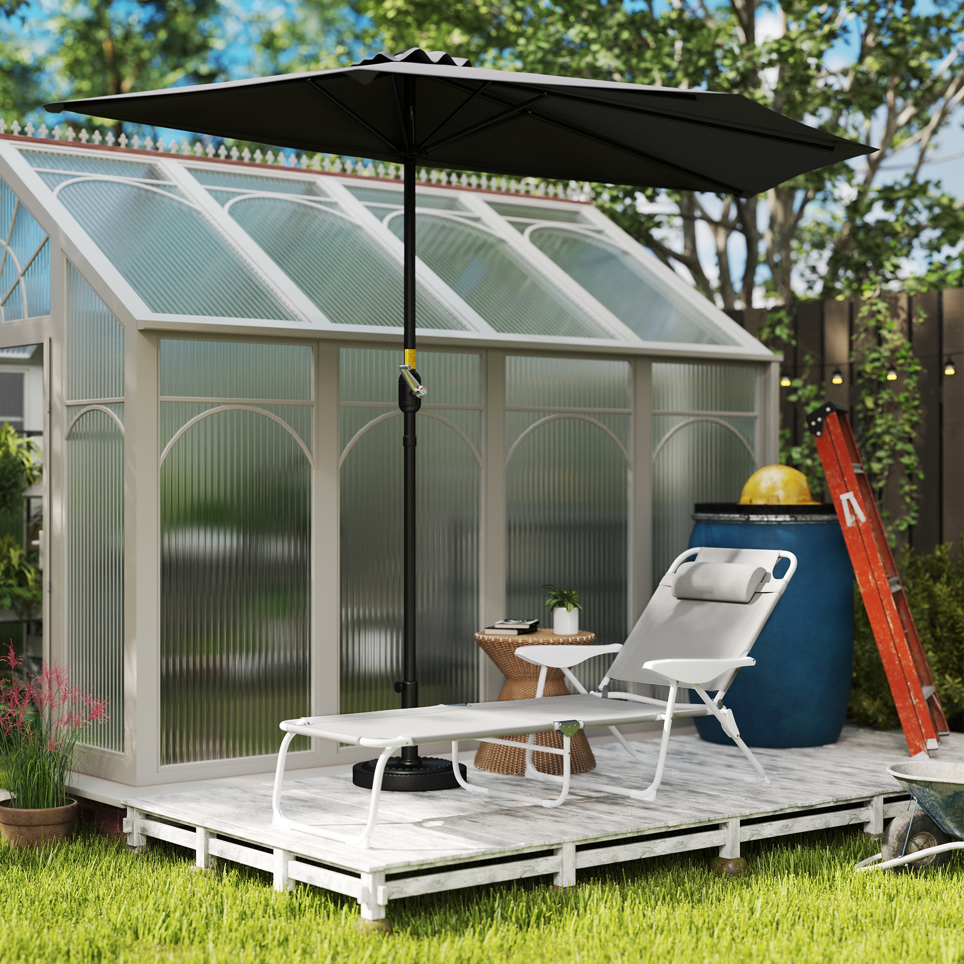 Outsunny Tumbona Plegable De Jardín Exterior Con Respaldo Ajustable Gris_4