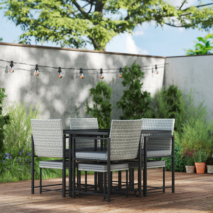 Outsunny Juego De Muebles De Jardín Exterior De Ratán Sintético De 9 Piezas Gris_3