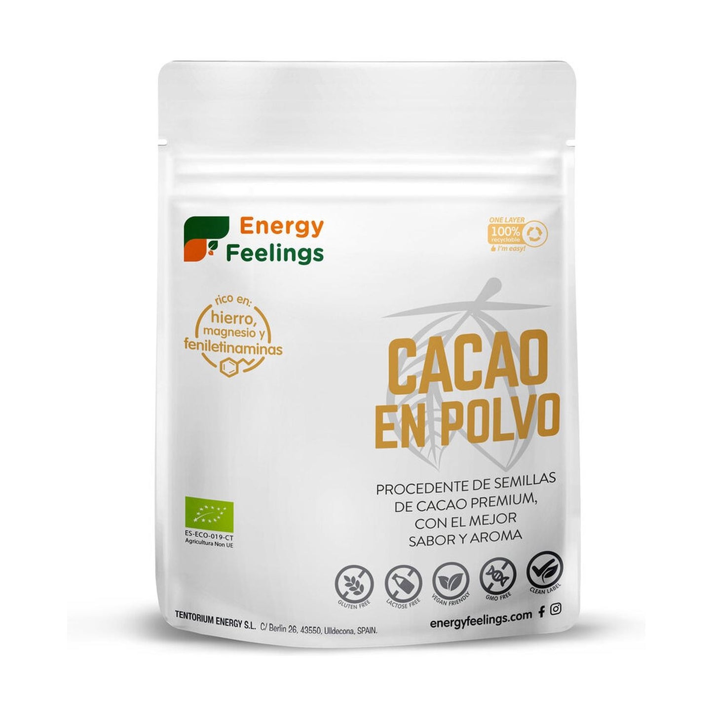 Cacau em pó biológico: (500 g) Embalagem XL
