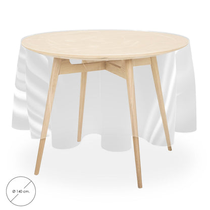 Mantel Hule Redondo Transparente Impermeable Antimanchas Pvc Ø 140 Cm. Uso Interior Y Exterior_0