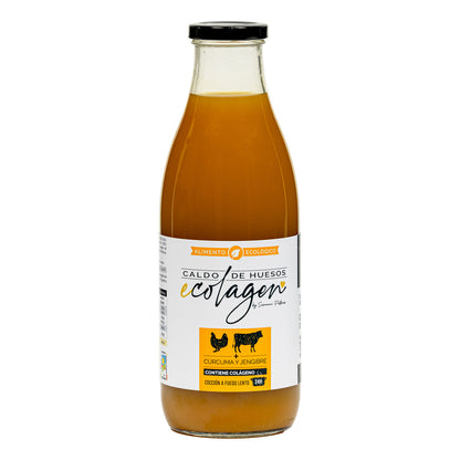 Caldo de osso biológico com vegetais, curcuma e gengibre Ecolagen 1L