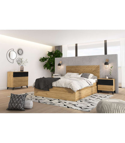 Cómoda Para Dormitorio Modelo Kroos 3 Cajones Acabado Natural/bocamina, 80cm(ancho) 74cm(_4