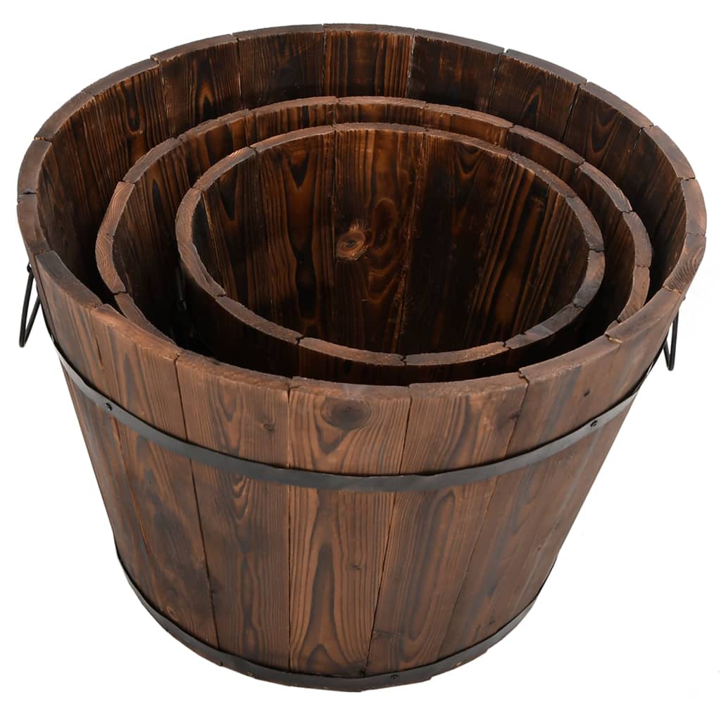 Juego De Maceteros Cubo De Madera 3 Piezas Madera Maciza Abeto_2
