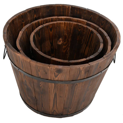 Juego De Maceteros Cubo De Madera 3 Piezas Madera Maciza Abeto_2