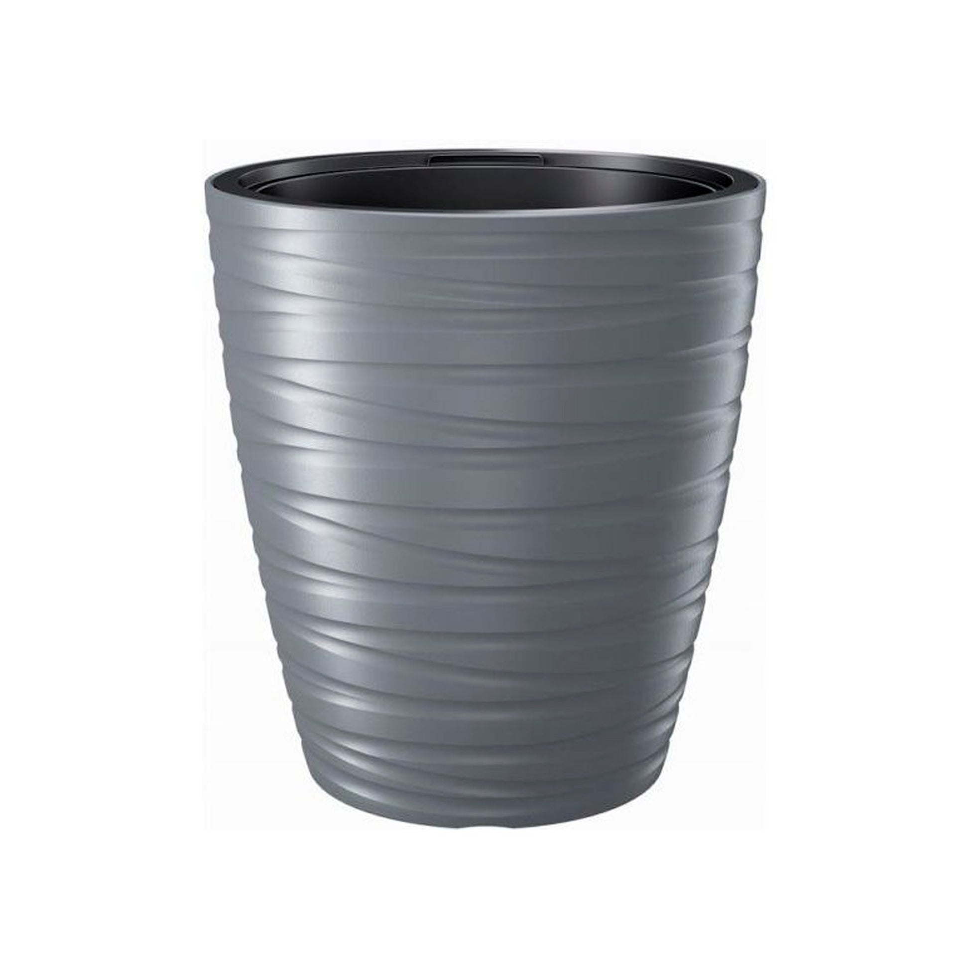 Maceta Con Deposito 16l Maze De Plastico En Color Gris Piedra 29,6 (largo) X 29,6 (ancho) X 32,9 (alto) Cm