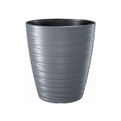 Maceta Con Deposito 16l Maze De Plastico En Color Gris Piedra 29,6 (largo) X 29,6 (ancho) X 32,9 (alto) Cm