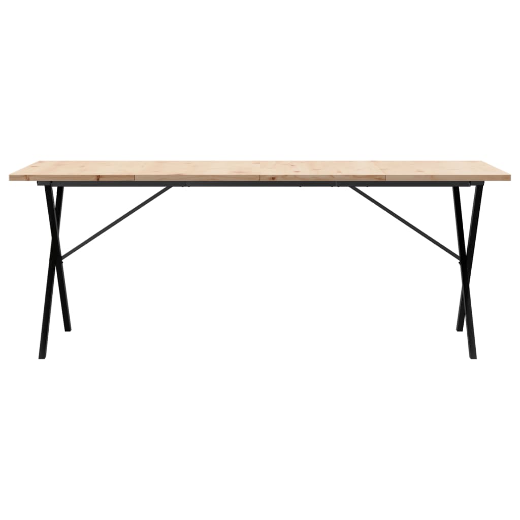 Mesa De Comedor Marco X Madera Maciza Pino Acero 200x100x75,5cm_2