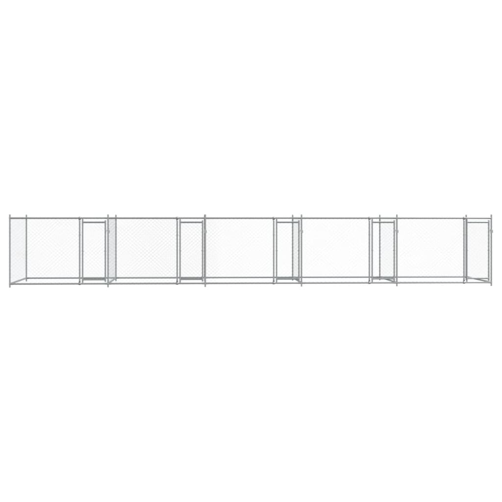Jaula De Perros Con Puertas Acero Galvanizado Gris 10x2x1,5 M_3