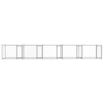 Jaula De Perros Con Puertas Acero Galvanizado Gris 10x2x1,5 M_3