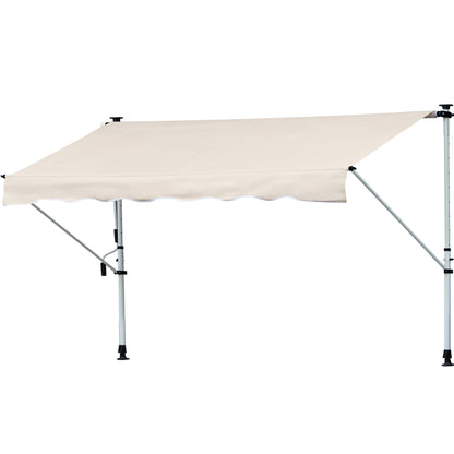 Outsunny Toldo Manual Retráctil Exterior 400x120x170-280 Cm Con Manivela Beige_0