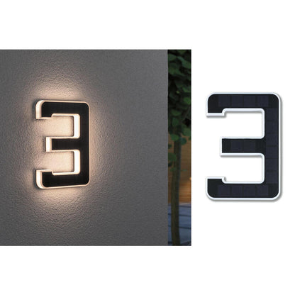 Luz Solar Led De Fachada Casa Número 3 3000k Ip44 Bateria Reemplazable / Negro_0