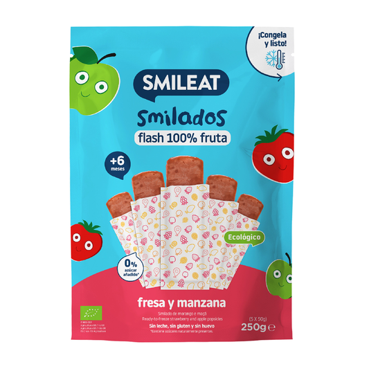 Smilado Morango e Maçã ECO, gelado infantil 100% fruta SMILEAT 250 g