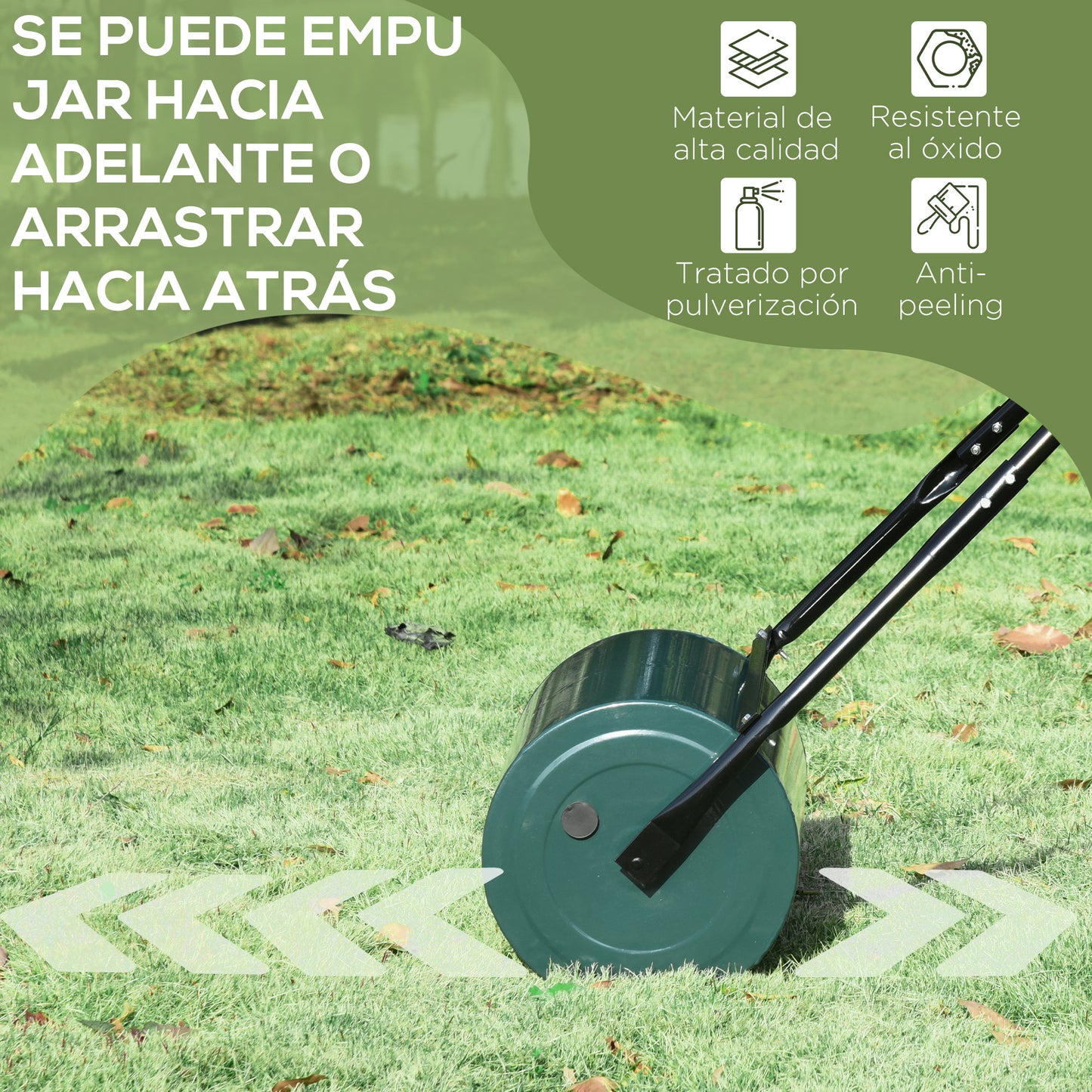Outsunny Rodillo Para Césped Ancho 50cm Ø30cm De 30l Con Mango En U Verde Oscuro_5