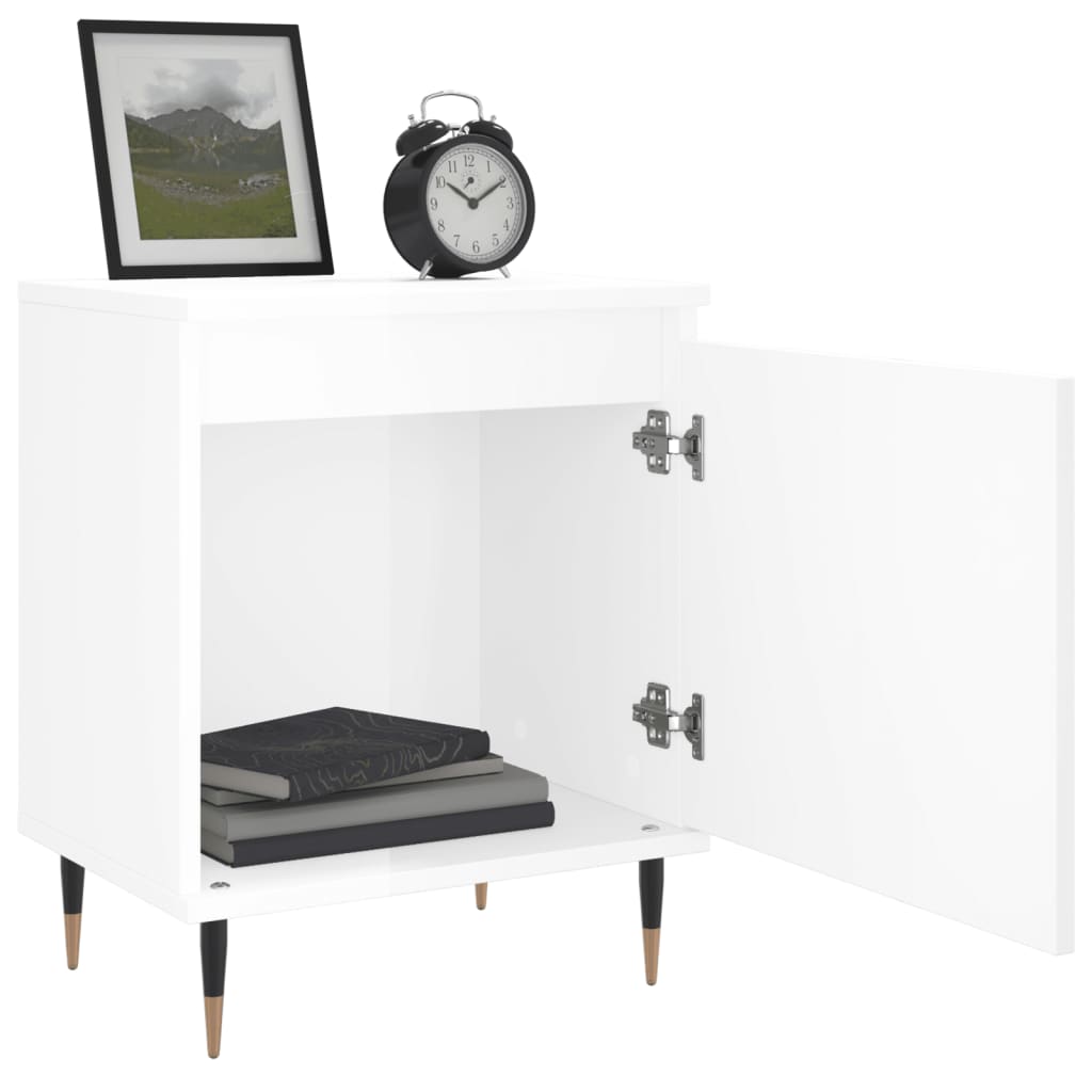 Mesitas Noche 2 Uds Madera Ingeniería Blanco Brillo 40x30x50 Cm_2