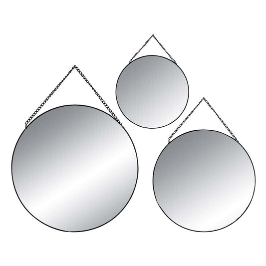 Well Home - Conjunto De 3 Espejos Redondos Decorativos De Metal Ø20ø24ø29cm_0