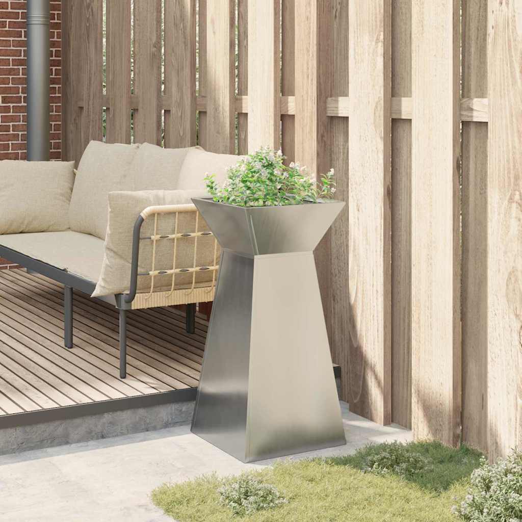 Maceta Pilar Plateado 35 X 35 X 73 Cm Acero Galvanizado_3