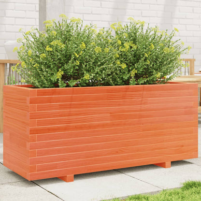 Jardinera Madera Maciza De Pino Marrón Cera 110x40x49,5 Cm_1