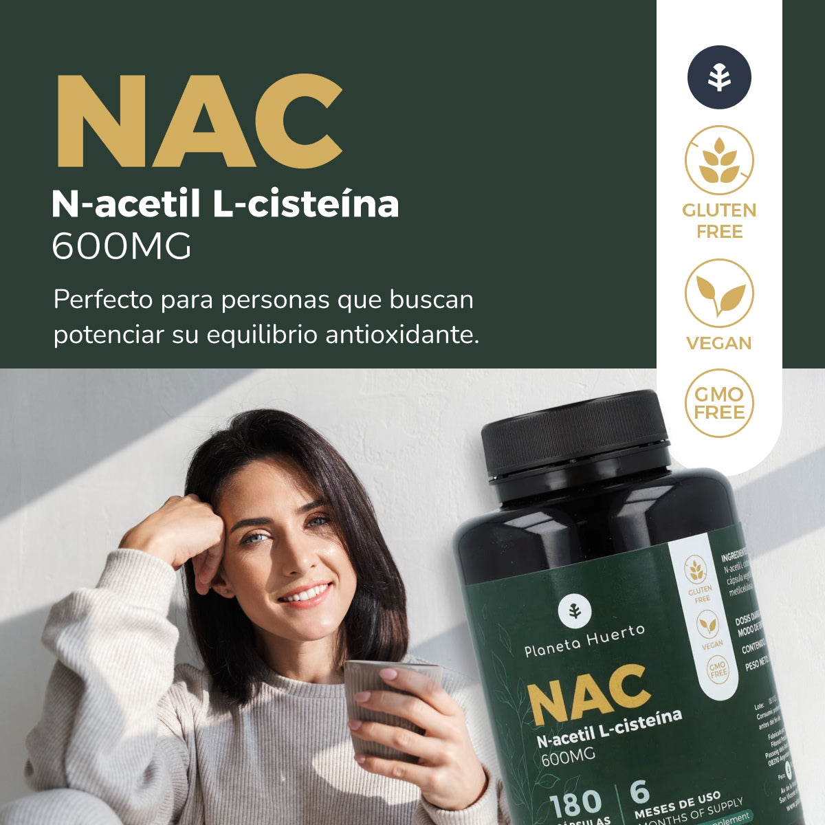 NAC 600 mg Planeta Huerto 180 cápsulas