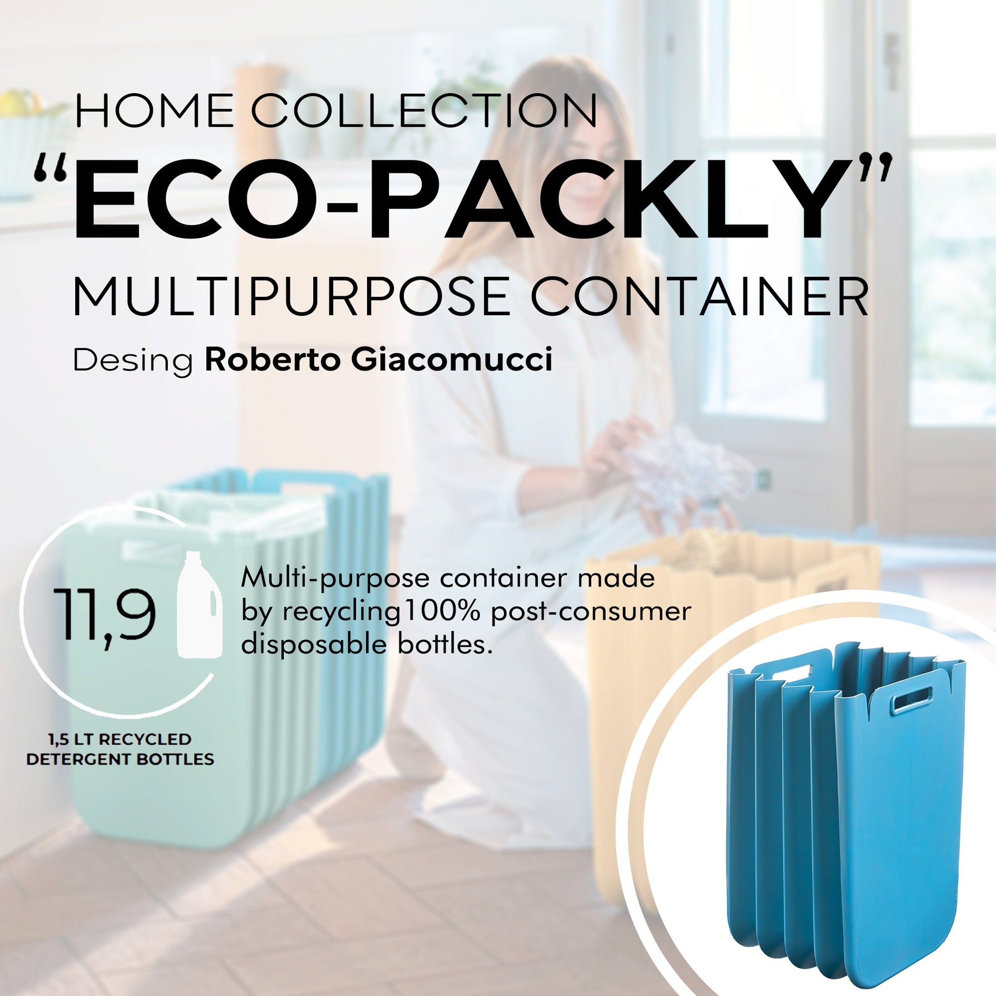 Contenedor Multiusos Plegable 25 Litros, En Plástico Reciclado, 45x30 Cms, En Color_1