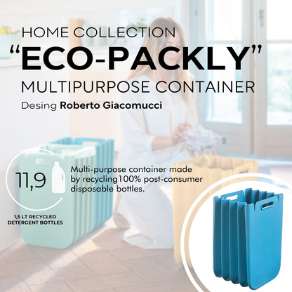 Set De 4x Contenedor Multiusos Plegable 25 Litros C/uno (100l Totales), En Plástico Reciclado, 45x30 Cms, En Color