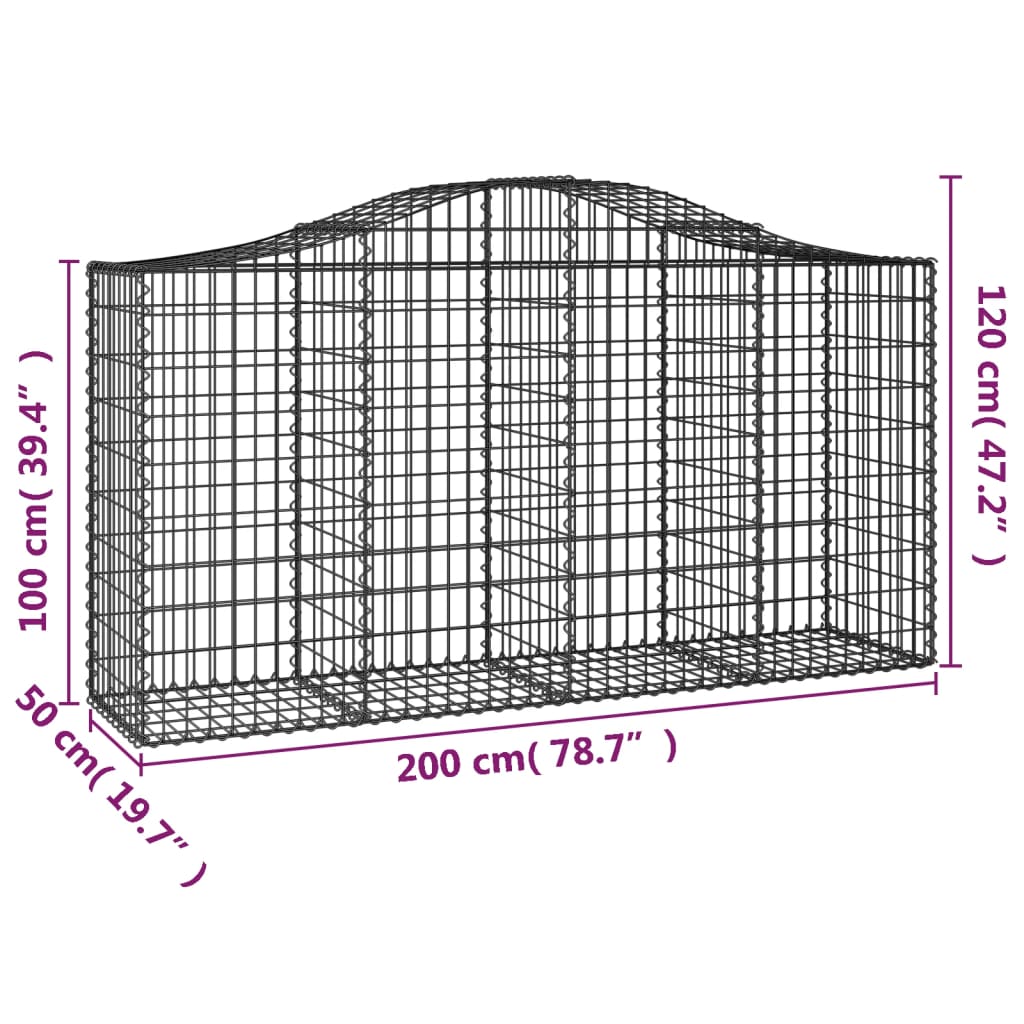 Cestas De Gaviones 5 Uds Forma De Arco Hierro 200x50x100/120cm_5