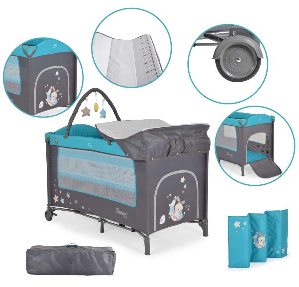 Cuna De Viaje Con Cambiador Sleepy Turquoise_0