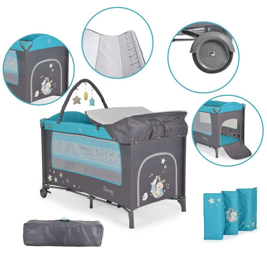 Cuna De Viaje Con Cambiador Sleepy Turquoise_0