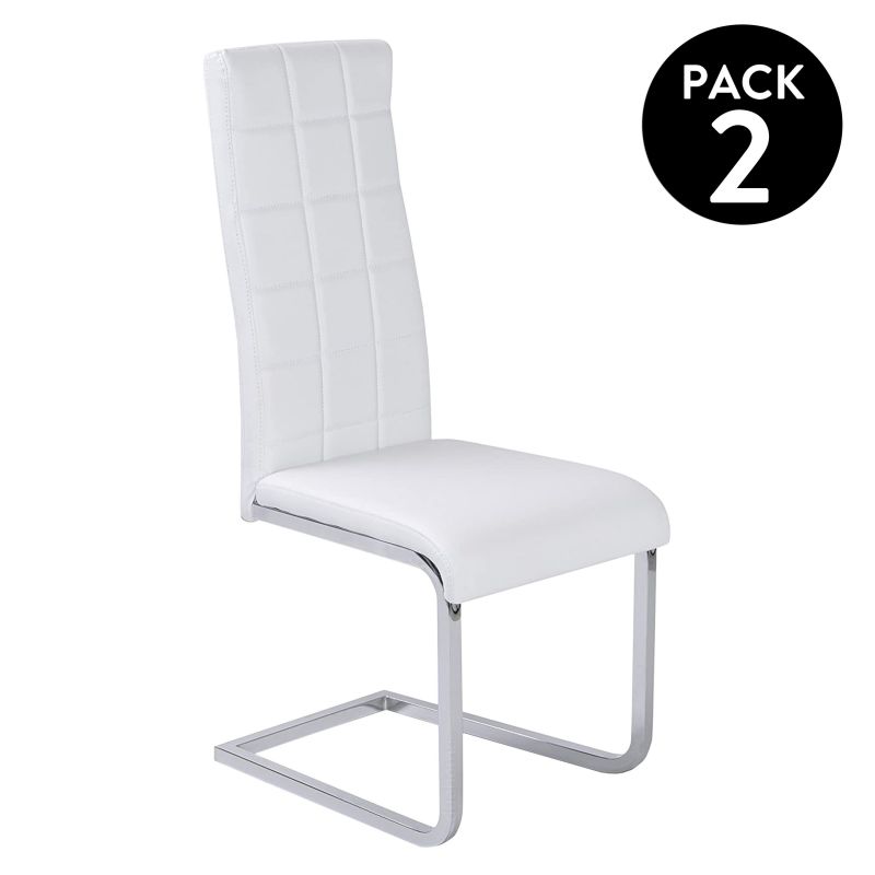 Pack 2 Sillas De Comedor Comet Polipiel Metal, Blanco, 42 X 104 X 52cm_0