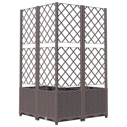 Jardinera Con Enrejado Pp Marrón 80x80x136 Cm_5
