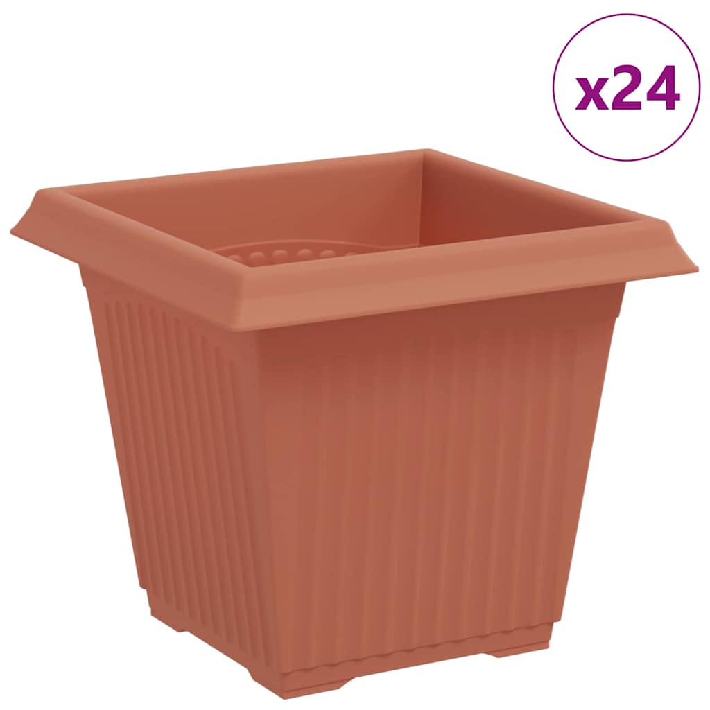 Maceta Cuadrada Para Flores 24 Uds. Rojo Ladrillo Plástico_0