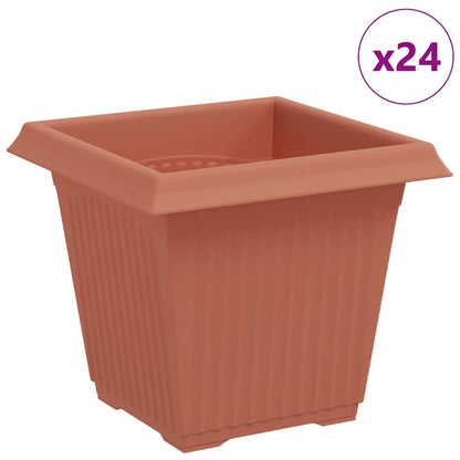 Maceta Cuadrada Para Flores 24 Uds. Rojo Ladrillo Plástico_0