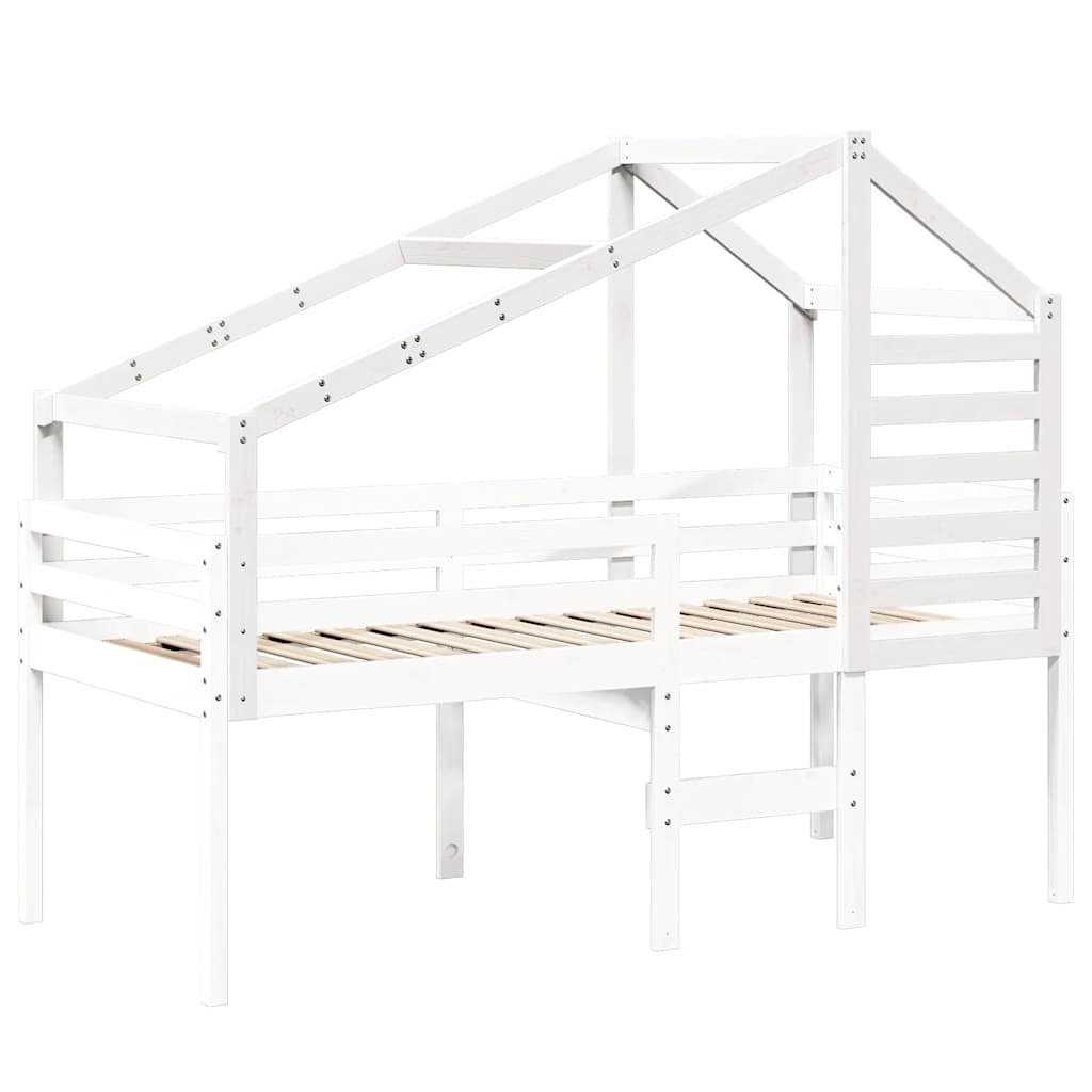 Techo De Cama Infantil Madera Maciza Pino Blanco 188x97x113 Cm_2