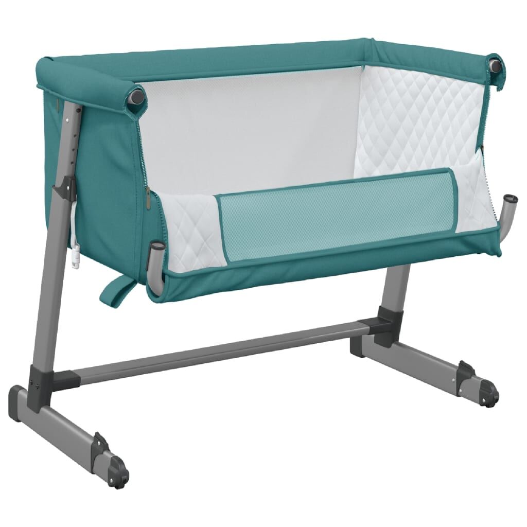 Vidaxl Cuna Con Colchón Tela De Lino Verde_3