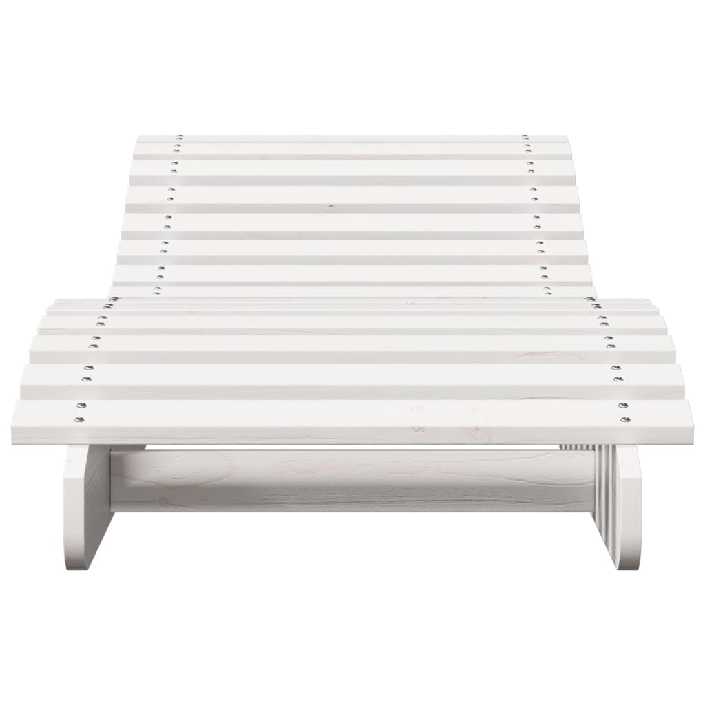 Tumbona De Madera Maciza De Pino Blanca 205x60x31,5 Cm / Vetonek_4