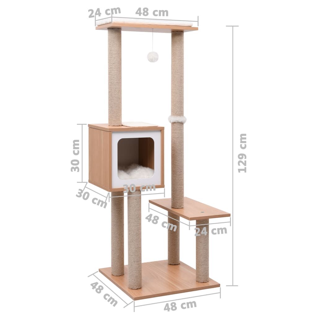 Vidaxl Rascador Para Gatos Con Alfombra Rascadora De Sisal 129 Cm_2