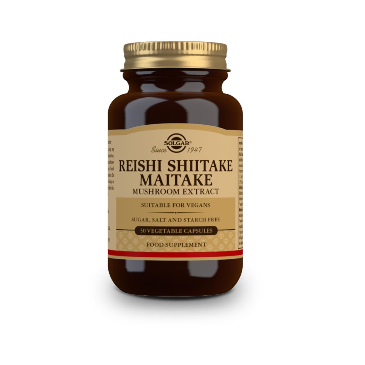 Reishi Shiitake Maitake Solgar 50 cápsulas vegetais