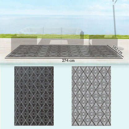 Outsunny Alfombra De Exterior 182x274 Cm Con Patrón Geométrico De Rombos_2