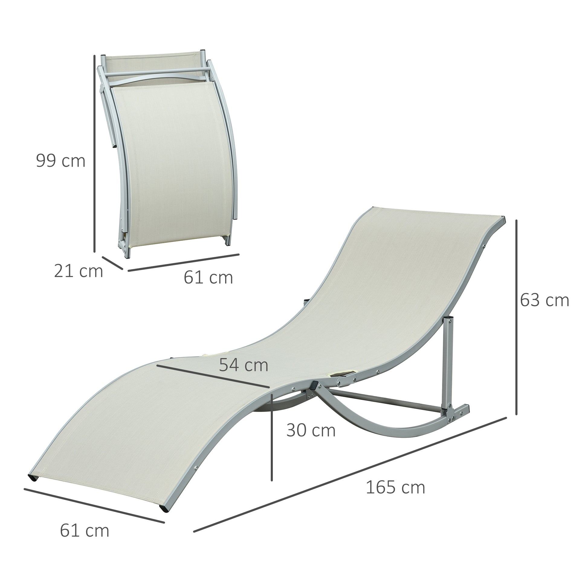 Outsunny 2 Tumbonas Plegables Forma De S Aluminio Texteline Para Terraza Crema_2