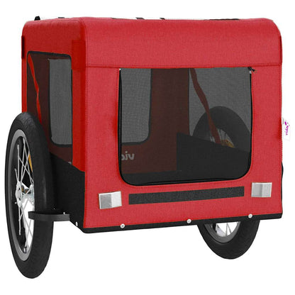 Remolque De Bicicleta Mascotas Hierro Tela Oxford Rojo Negro_5