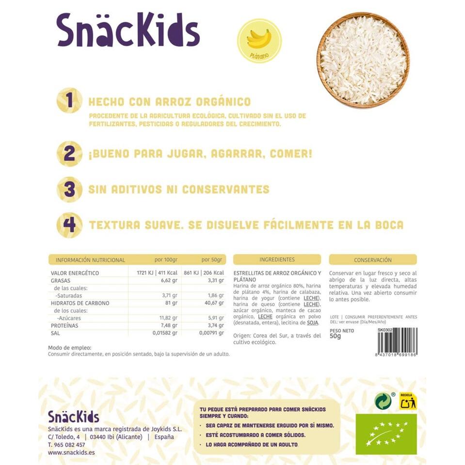 Snack biológico para bebé +12 meses: Stars Arroz e Banana