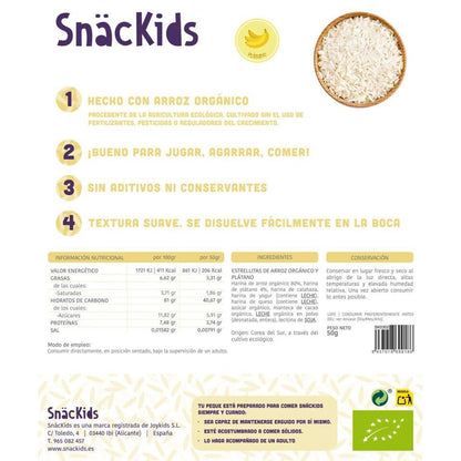 Snack biológico para bebé +12 meses: Stars Arroz e Banana