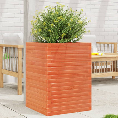 Jardinera Madera Maciza De Pino Marrón Cera 50x50x68,5 Cm_2